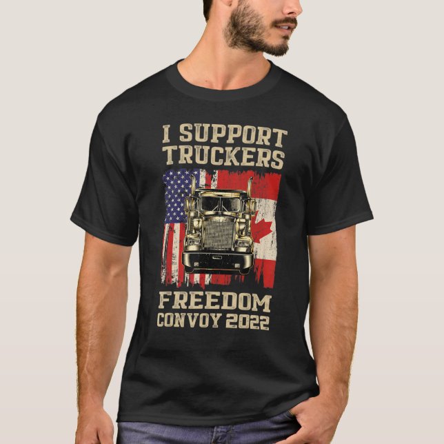 I support Truckers Freedom Convoy 2022 American Ca T-Shirt (Vorderseite)