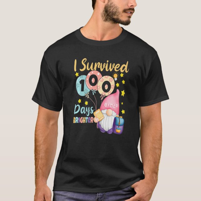I Survived 100 Days Brighter  Gnomes Teacher Kids T-Shirt (Vorderseite)