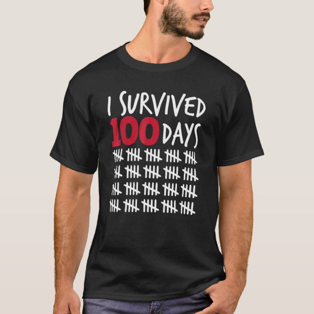 I Survived 100 Days Happy 100th Day Of School Tall T-Shirt (Vorderseite)