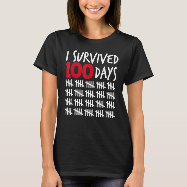I Survived 100 Days Happy 100th Day Of School Tall T-Shirt (Vorderseite)