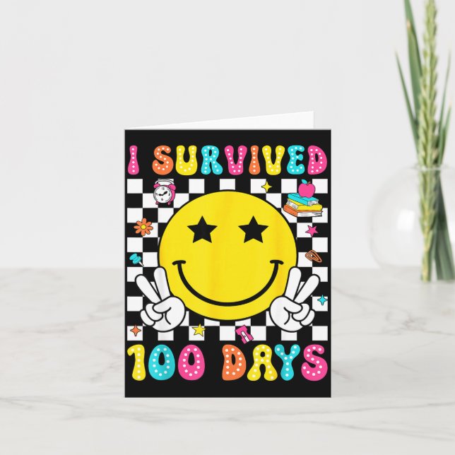 I Survived 100 Days Of School Boys Kids 100th Day  Karte (Vorderseite)