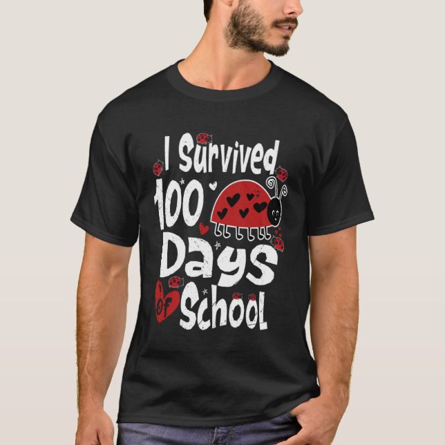 I Survived 100 Days Of School Bug Teacher Kids lad T-Shirt (Vorderseite)