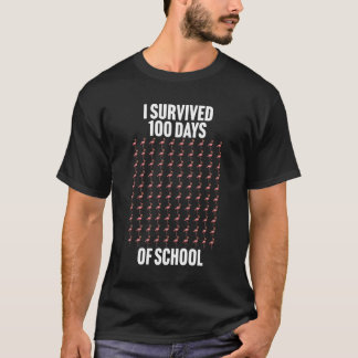I Survived 100 Days of School Funny Flamingo T-Shirt