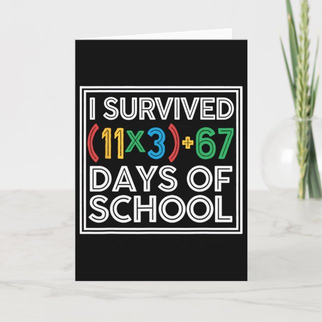 I Survived 100 Days School Funny Math Equation 100 Karte (Vorderseite)
