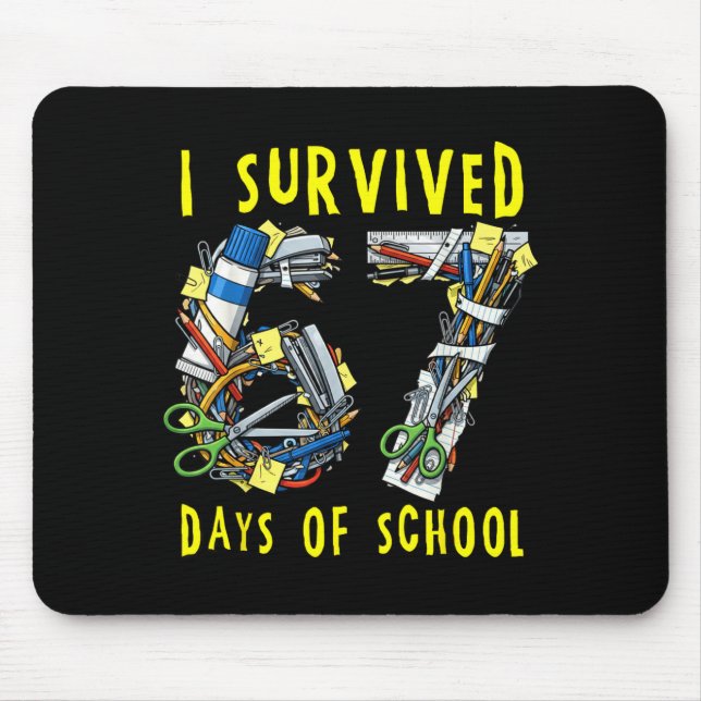 I Survived 67 + 33 Days Of School 100th Day Math T Mousepad (Vorne)