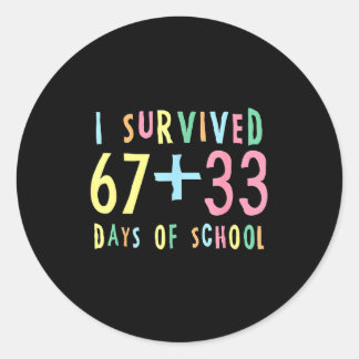 I Survived 67 + 33 Days Of School 100th Day Math T Runder Aufkleber