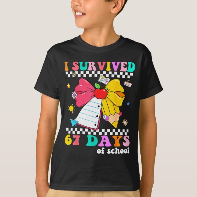 I Survived 67 Day Of School Notebook Teachers And  T-Shirt (Vorderseite)