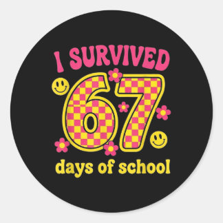 I Survived 67 Days Of School 100 Days Brainrot Six Runder Aufkleber