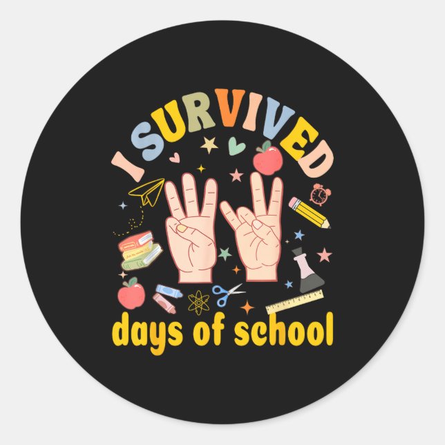 I Survived 67 Days Of School American Sign Languag Runder Aufkleber (Vorderseite)