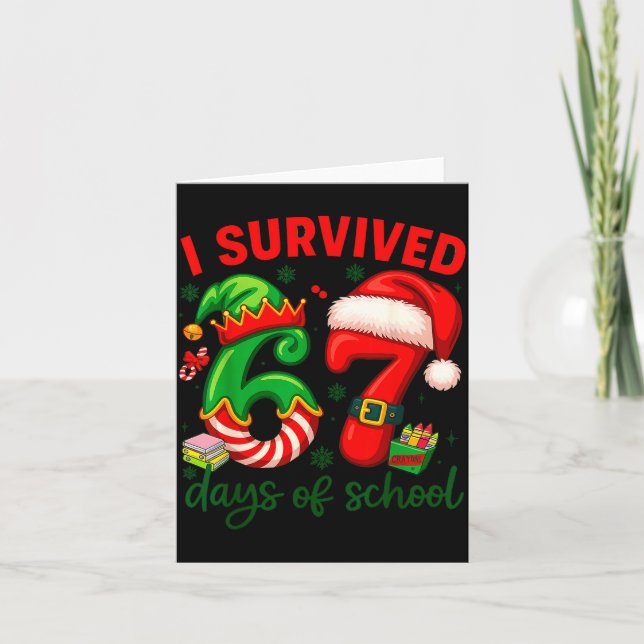 I Survived 67 Days Of School Christmas Candy Cane  Karte (Vorderseite)