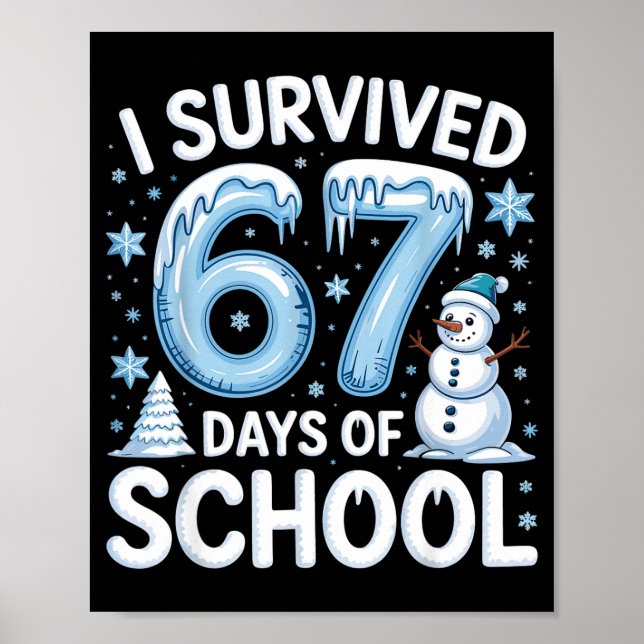 I Survived 67 Days Of School Christmas Candy Cane  Poster (Vorne)