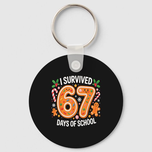 I Survived 67 Days Of School Christmas Candy Cane  Schlüsselanhänger (Vorderseite)