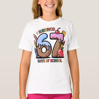I Survived 67 Days of School Colorful School T-Shirt