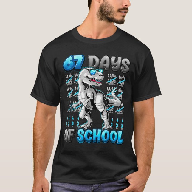 I Survived 67 Days Of School Funny 67 Meme Dinosau T-Shirt (Vorderseite)