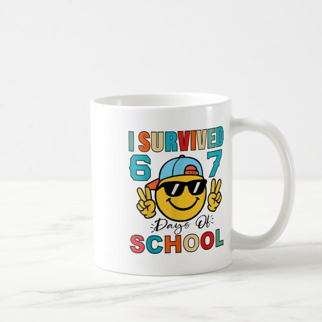 I Survived 67 Days Of School Funny 67 Meme Student Kaffeetasse (Rechts)