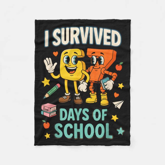 I Survived 67 Days Of School Funny 67 Meme Teacher Fleecedecke (Vorderseite)
