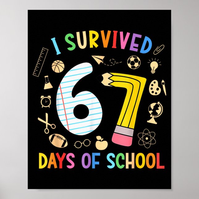 I Survived 67 Days Of School Funny 67 Meme Teacher Poster (Vorne)