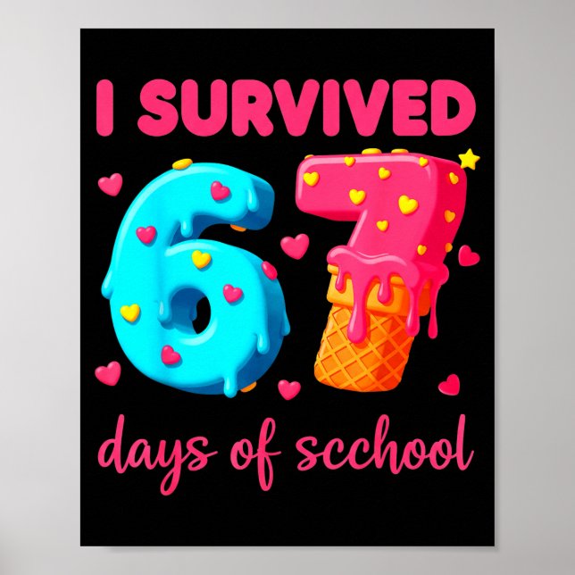 I Survived 67 Days Of School Funny 67 Meme Teacher Poster (Vorne)