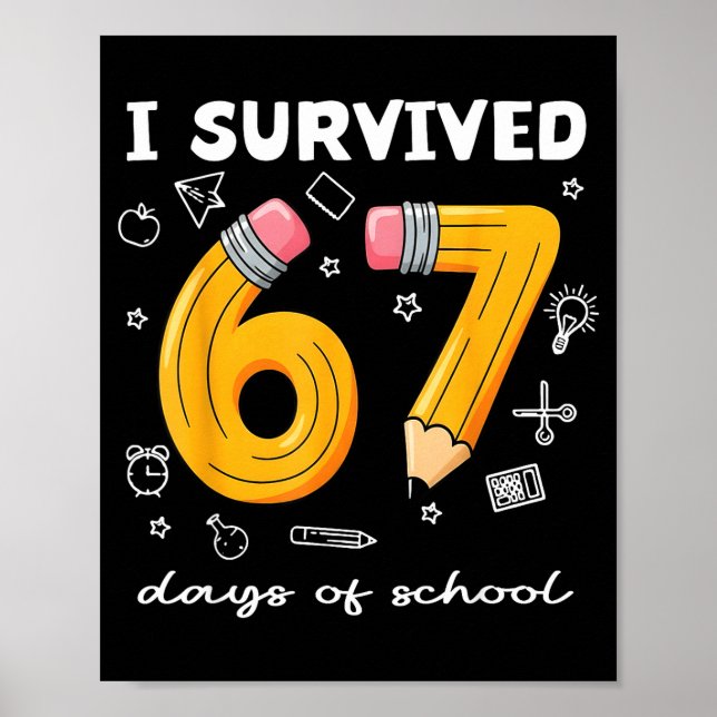 I Survived 67 Days Of School Funny 67 Meme Teacher Poster (Vorne)