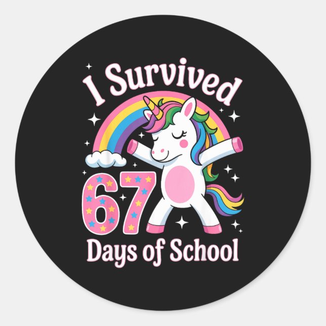 I Survived 67 Days Of School Funny 67 Teachers Kid Runder Aufkleber (Vorderseite)