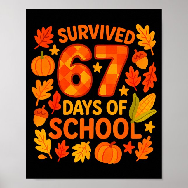 I Survived 67 Days Of School Funny 6 7 Teachers Th Poster (Vorne)