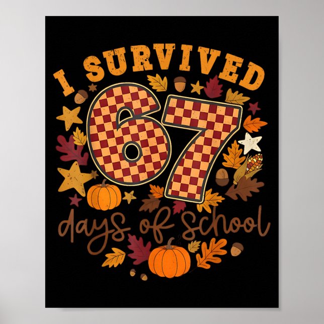 I Survived 67 Days Of School Funny 6 7 Thanksgivin Poster (Vorne)