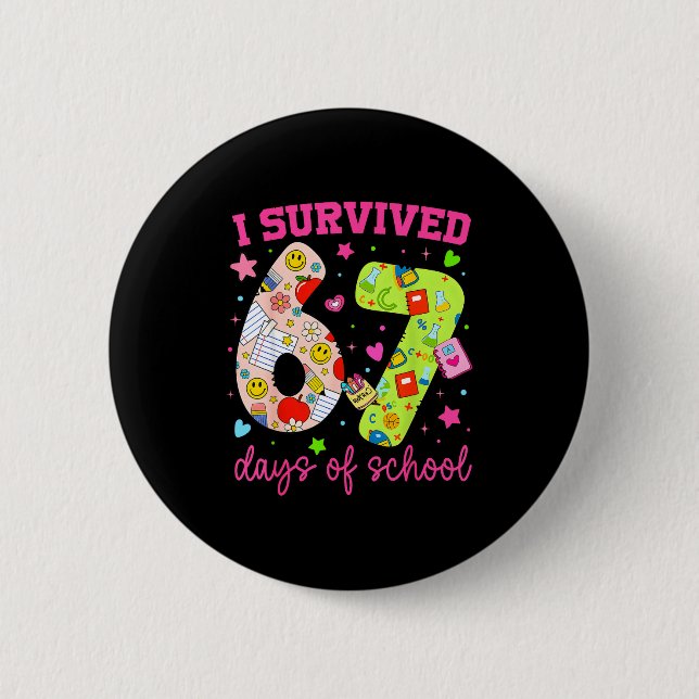 I Survived 67 Days Of School Funny Camouflage Boy  Button (Vorderseite)