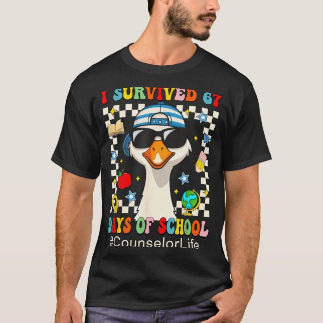 I Survived 67 Days Of School Funny Goose Boys Coun T-Shirt (Vorderseite)