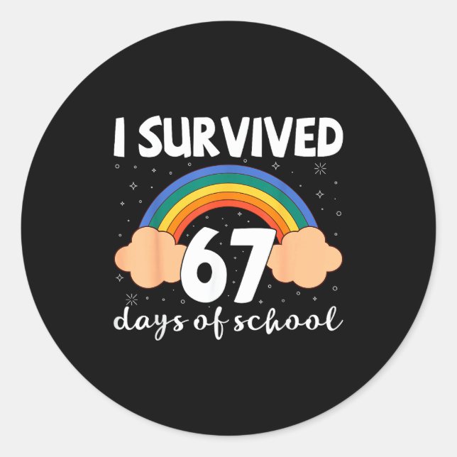 I Survived 67 Days Of School Funny Meme Student Te Runder Aufkleber (Vorderseite)