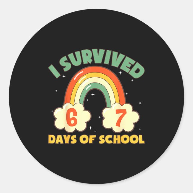 I Survived 67 Days Of School Funny Meme Student Te Runder Aufkleber (Vorderseite)