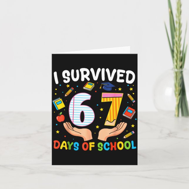 I Survived 67 Days Of School Funny Meme Teacher St Karte (Vorderseite)