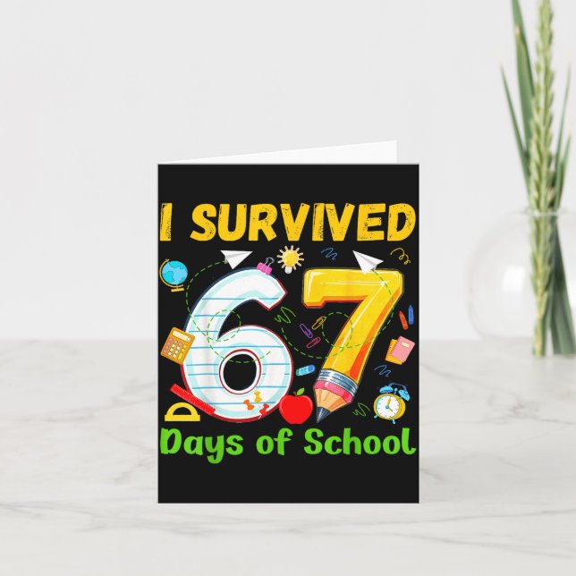 I Survived 67 Days Of School Funny Meme Teacher St Karte (Vorderseite)