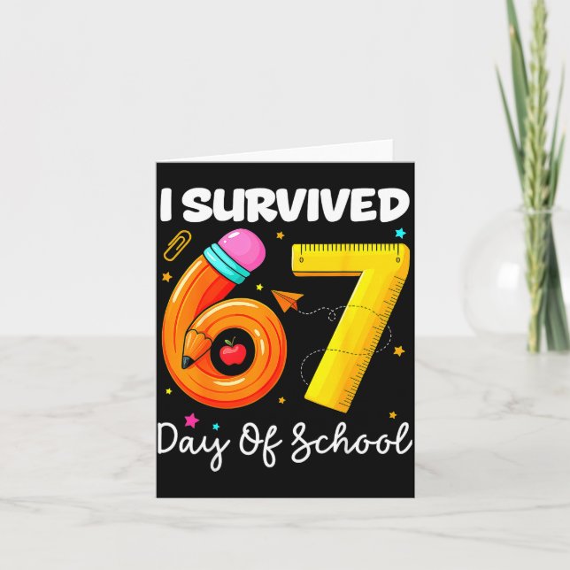 I Survived 67 Days Of School Funny Meme Teacher St Karte (Vorderseite)