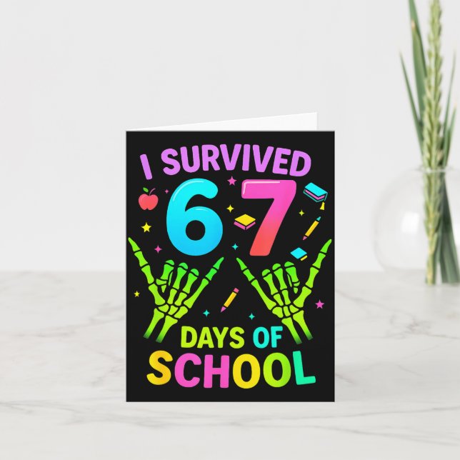 I Survived 67 Days Of School Funny Meme Teacher St Karte (Vorderseite)