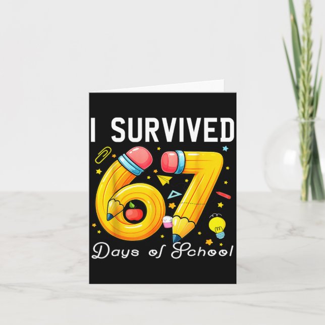 I Survived 67 Days Of School Funny Meme Teacher St Karte (Vorderseite)