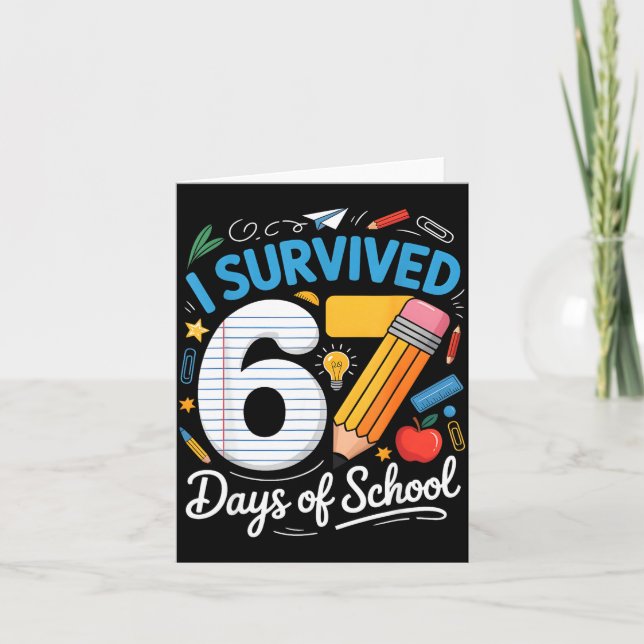 I Survived 67 Days Of School Funny Meme Teacher St Karte (Vorderseite)