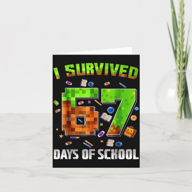 I Survived 67 Days Of School Funny Meme Teacher St Karte (Vorderseite)