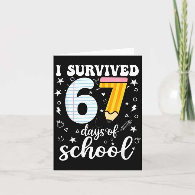 I Survived 67 Days Of School Funny Meme Teacher St Karte (Vorderseite)