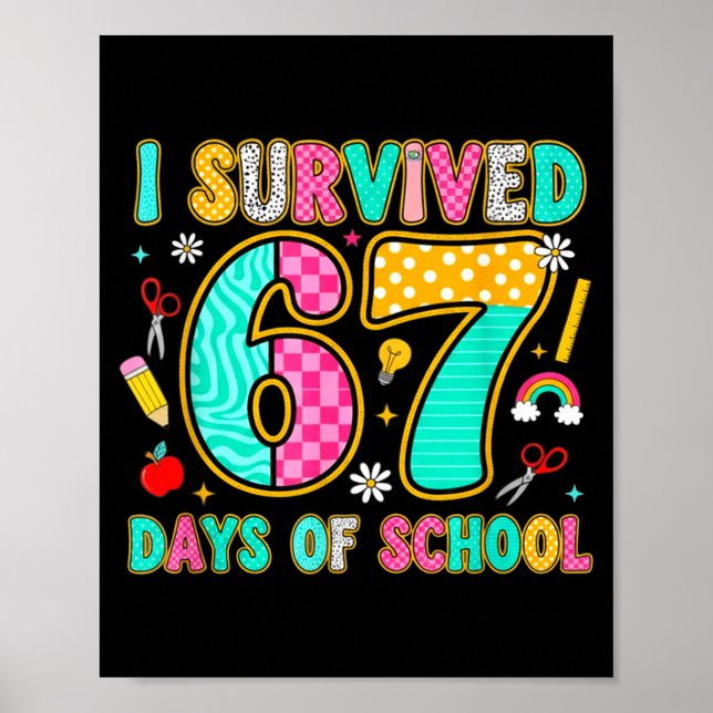 I Survived 67 Days Of School Funny Meme Teacher St Poster (Vorne)