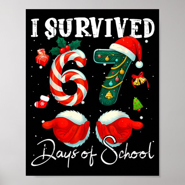 I Survived 67 Days Of School Funny Meme Teacher St Poster (Vorne)
