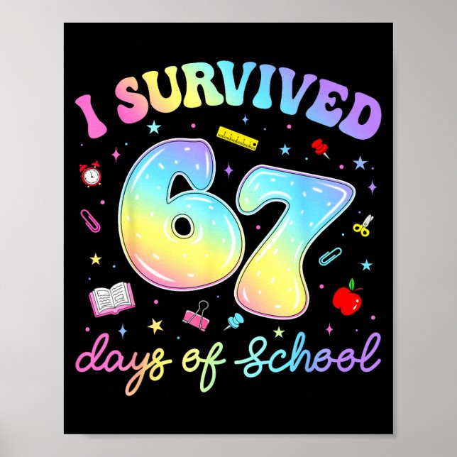 I Survived 67 Days Of School Funny Meme Teacher St Poster (Vorne)