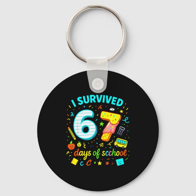I Survived 67 Days Of School Funny Meme Teacher St Schlüsselanhänger (Vorderseite)