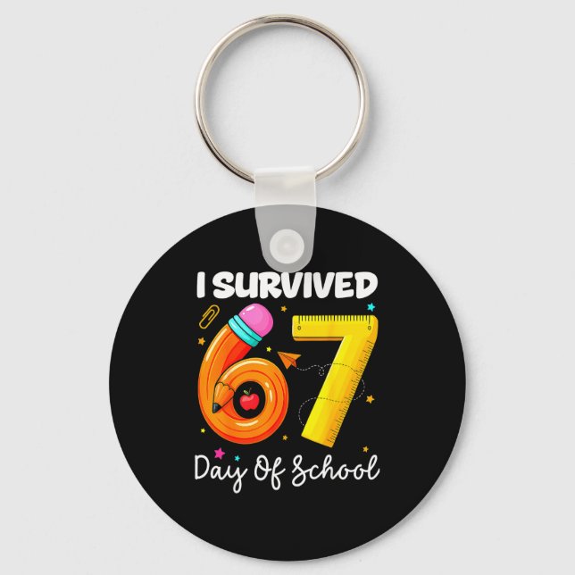 I Survived 67 Days Of School Funny Meme Teacher St Schlüsselanhänger (Vorderseite)