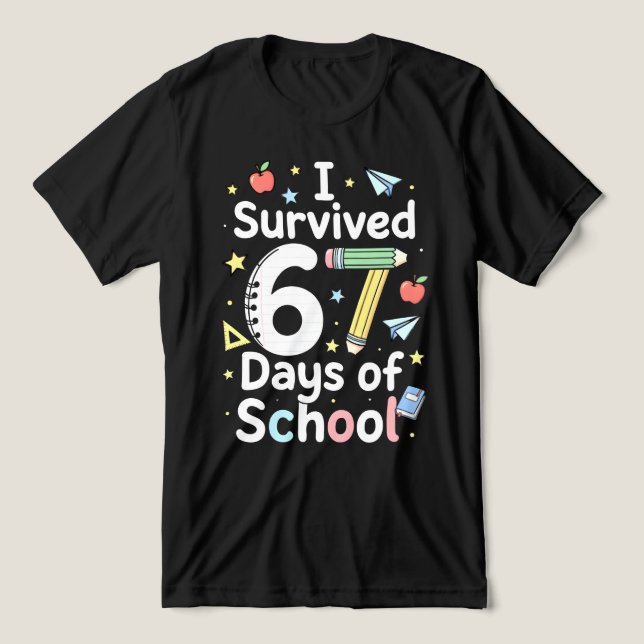 I Survived 67 Days of School Funny Meme Teacher Tri-Blend Shirt (Design Vorderseite)