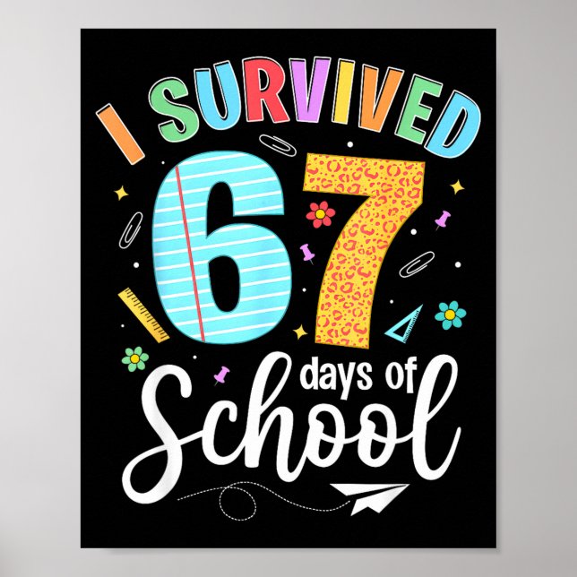 I Survived 67 Days Of School Funny Meme Teachers S Poster (Vorne)