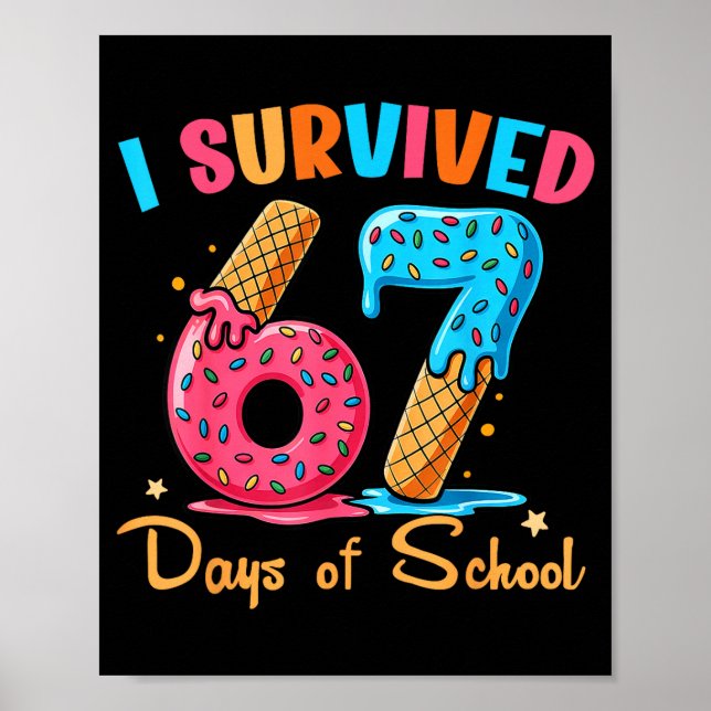 I Survived 67 Days Of School Funny Six Seven Meme  Poster (Vorne)