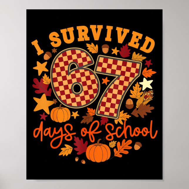 I Survived 67 Days Of School Funny Teacher Thanksg Poster (Vorne)