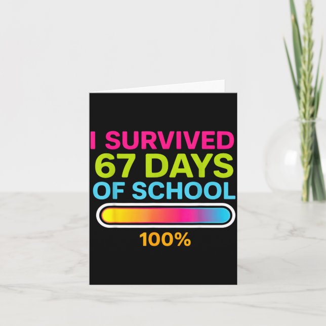 I Survived 67 Days Of School Gamer School Meme Boy Karte (Vorderseite)