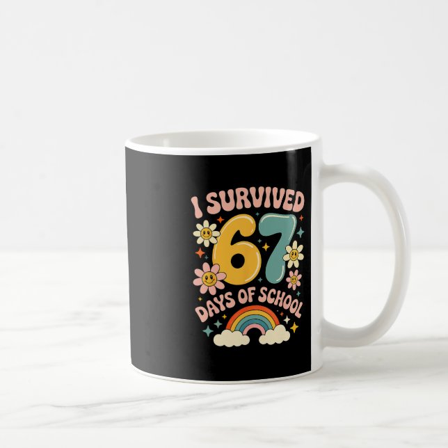 I Survived 67 Days Of School Gen Alpha Slang Retro Kaffeetasse (Rechts)