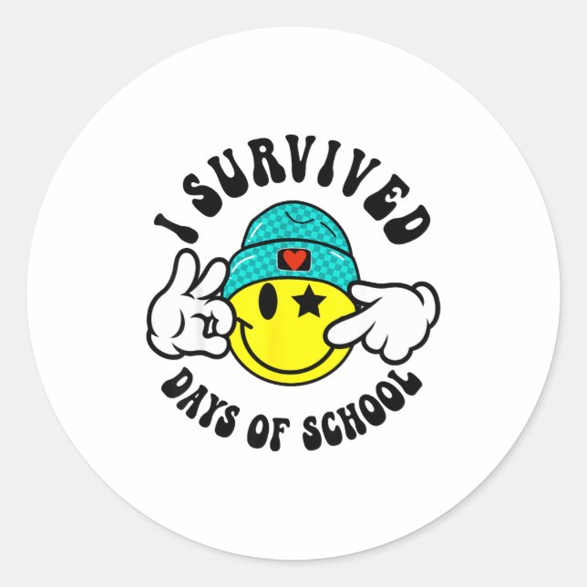 I Survived 67 Days Of School Teachers Students Six Runder Aufkleber (Vorderseite)